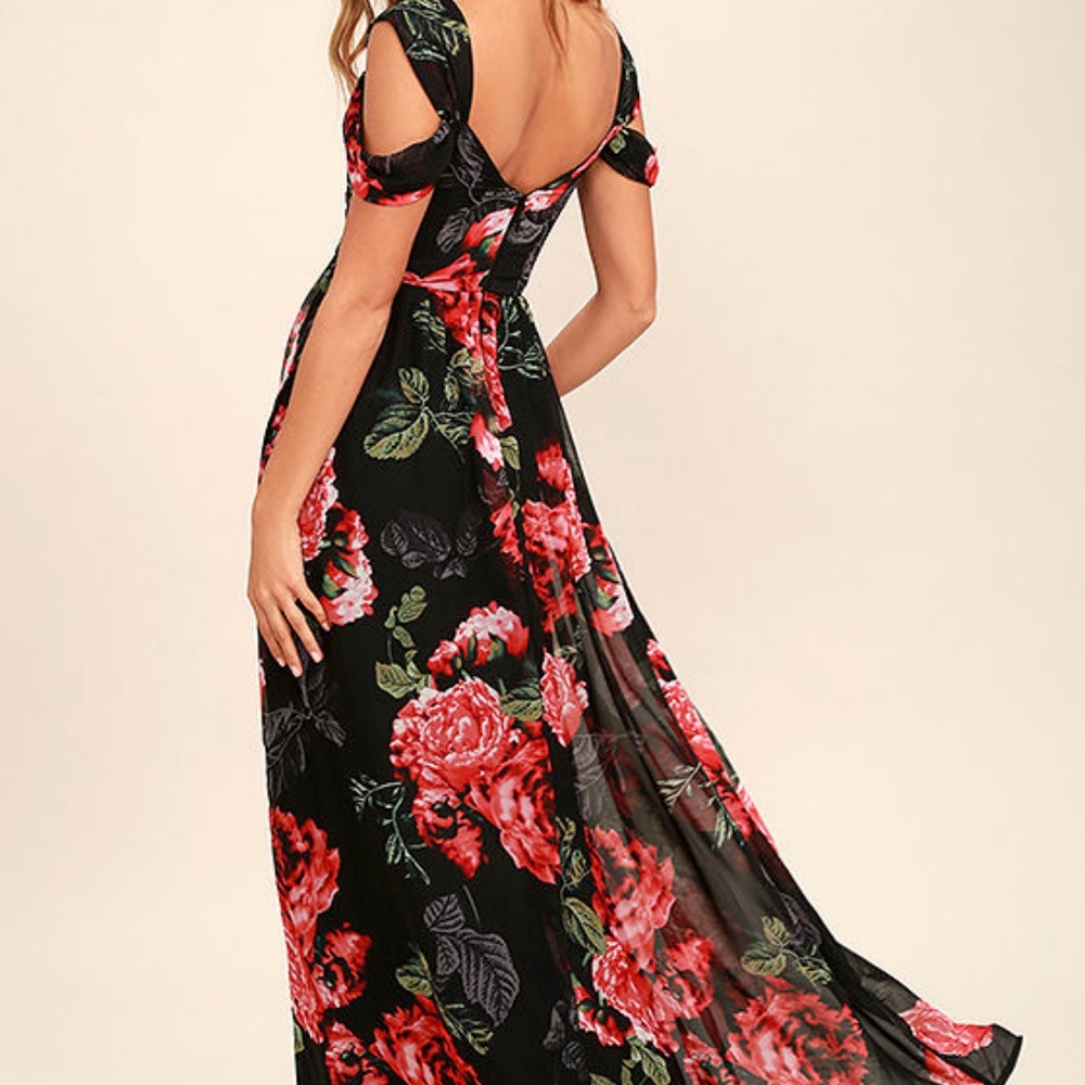 Lulus Black Floral Print Maxi Dress - Picture 3 of 8